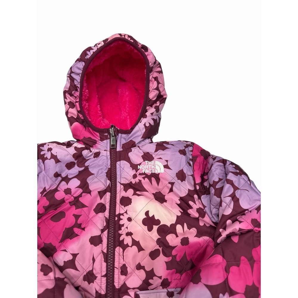 The North Face Winter Ski Jacket  Girl 6 Pink Floral Reversible Hooded